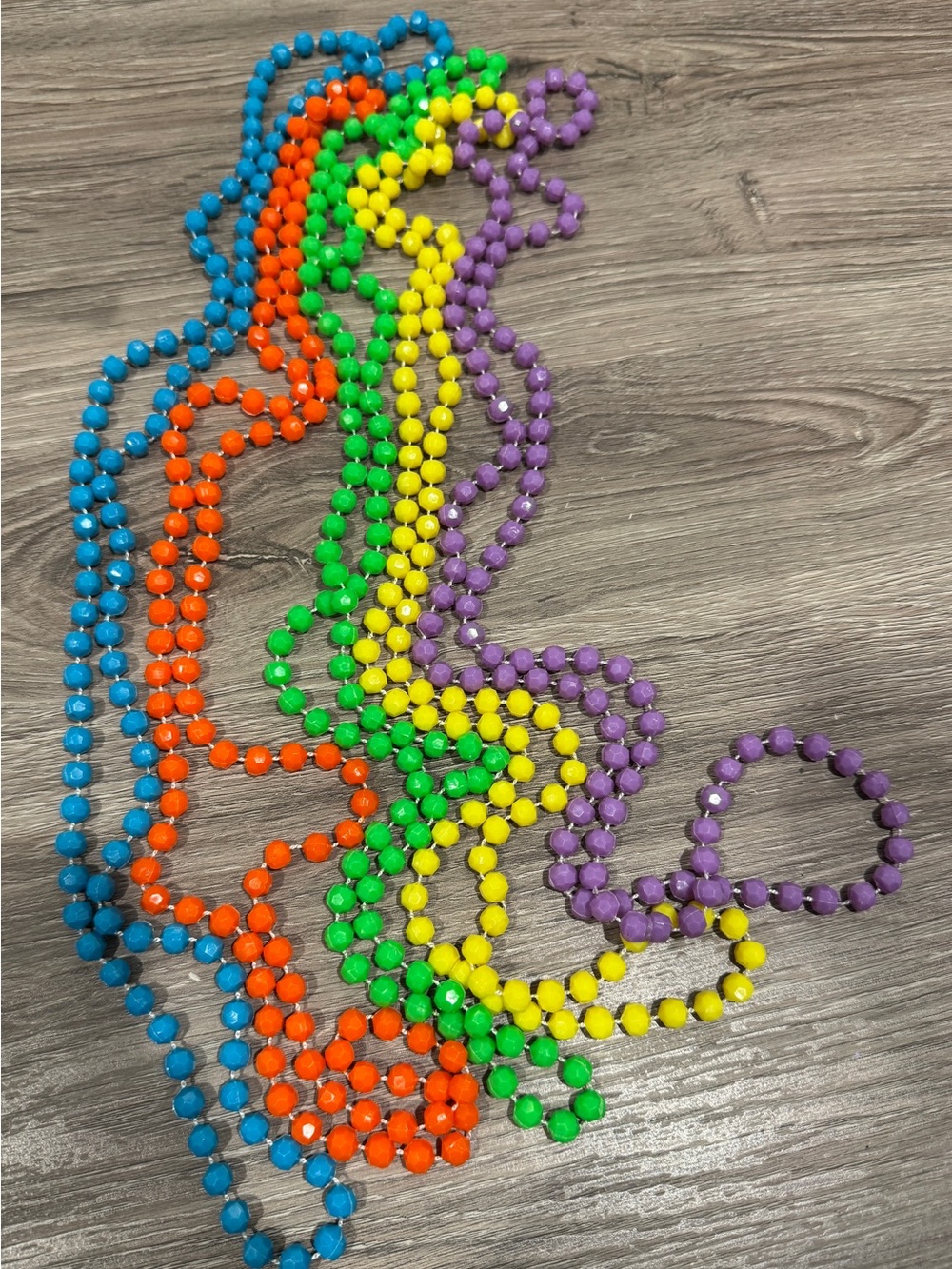 5 Colorful Party Bead Necklace Set - Rainbow Colors - Good Condition